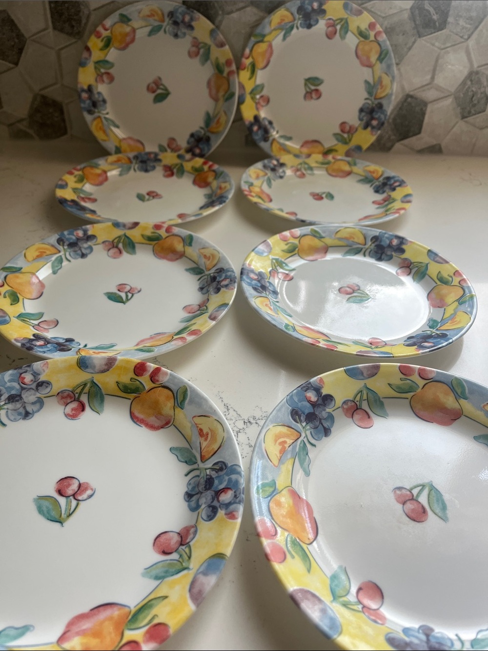 Corelle Discontinued Fruit Pattern Ceramic Salad Plates Set of 8